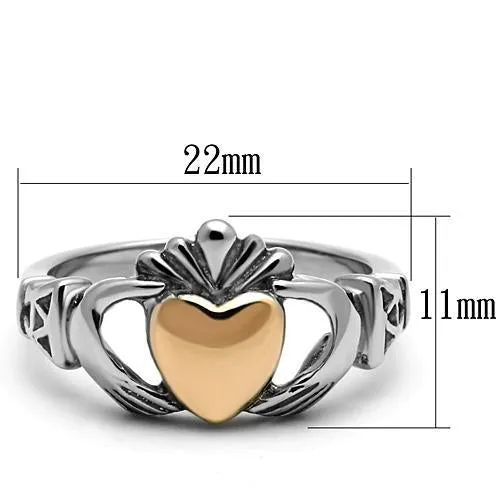 MT7511 - Irish Claddagh Two Tone Gold Heart Ring