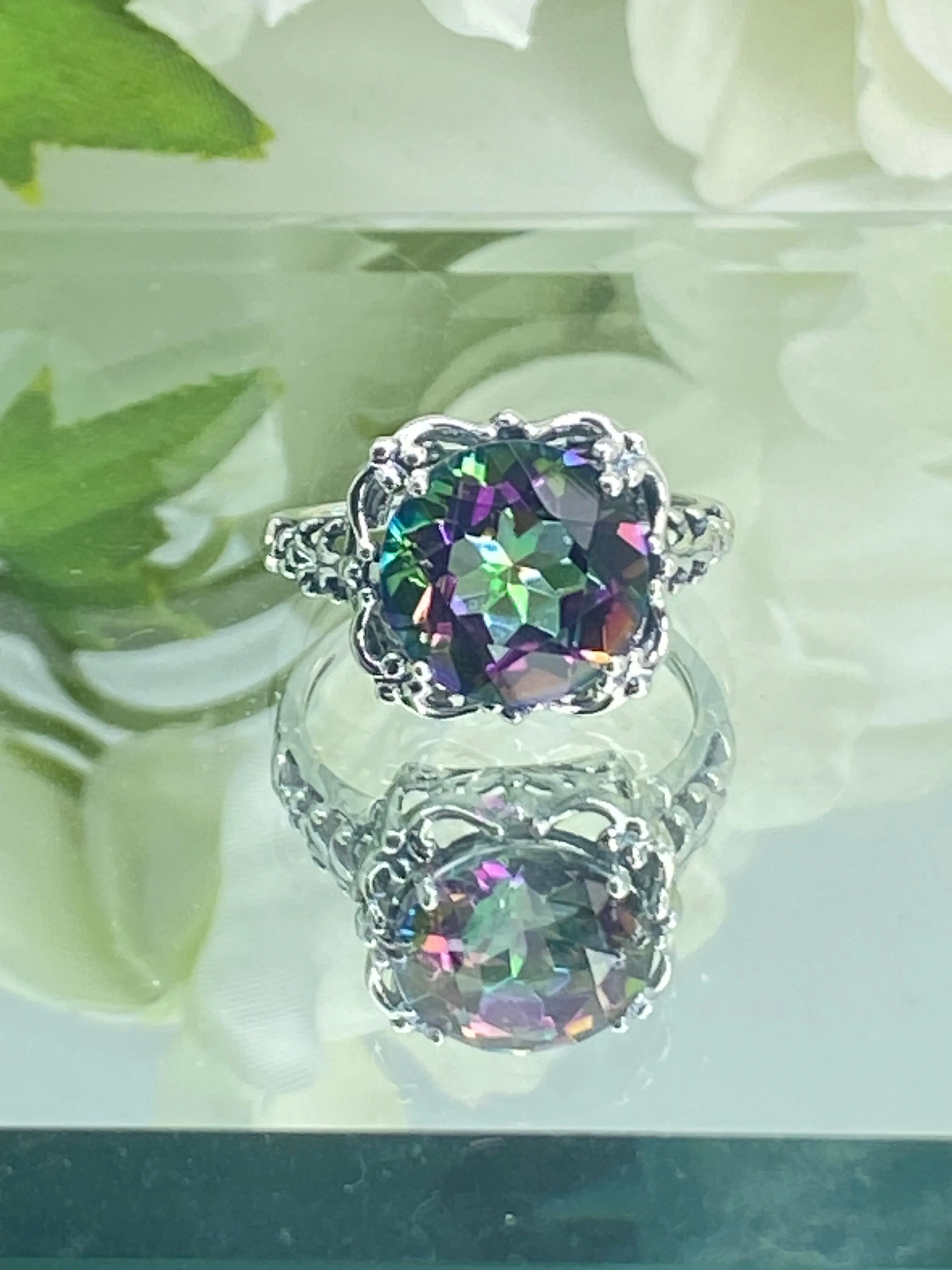 Natural Mystic Topaz Ring, Size 9, Victorian Ring #D103 - Ready to Ship