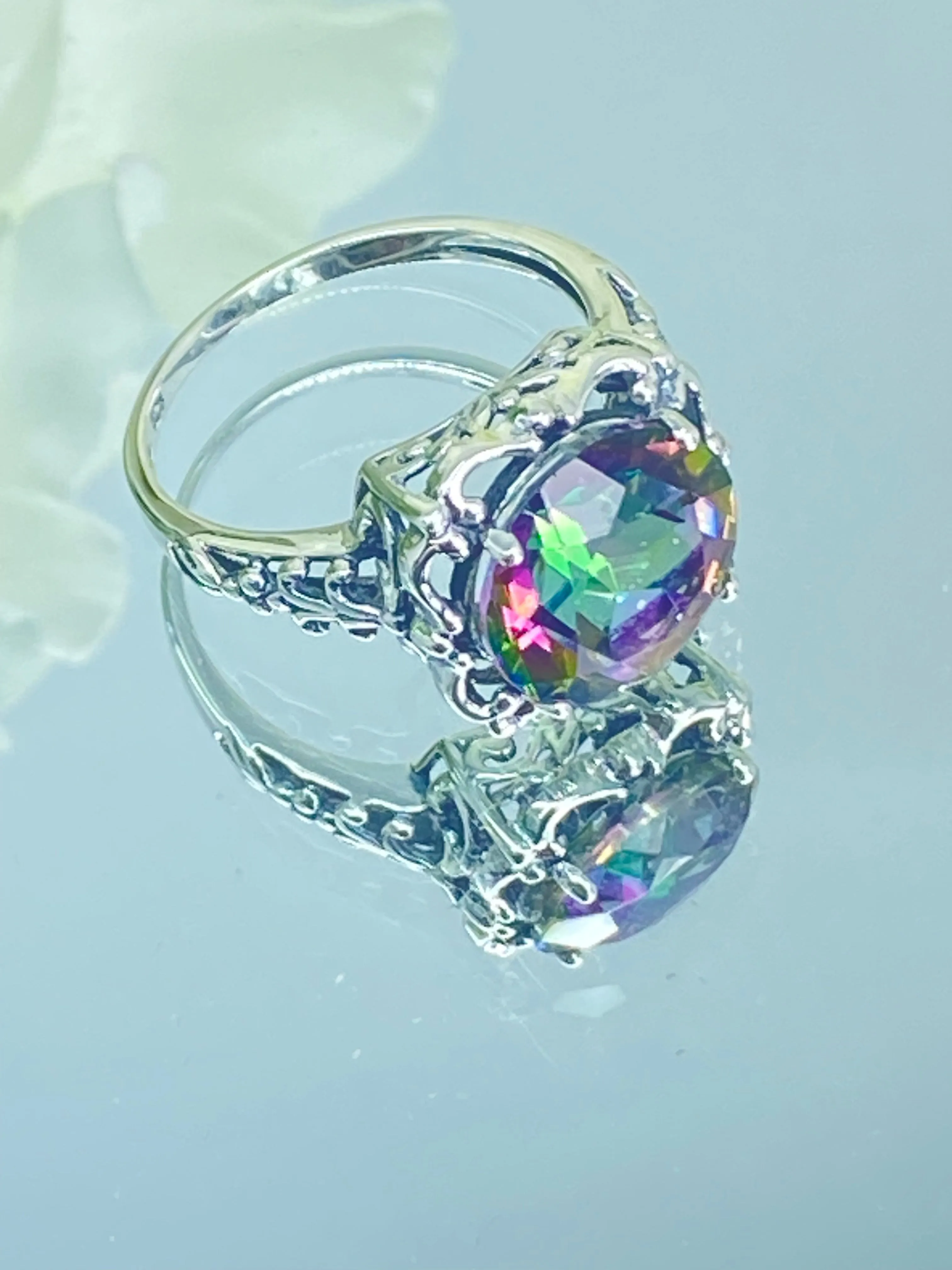 Natural Mystic Topaz Ring, Size 9, Victorian Ring #D103 - Ready to Ship