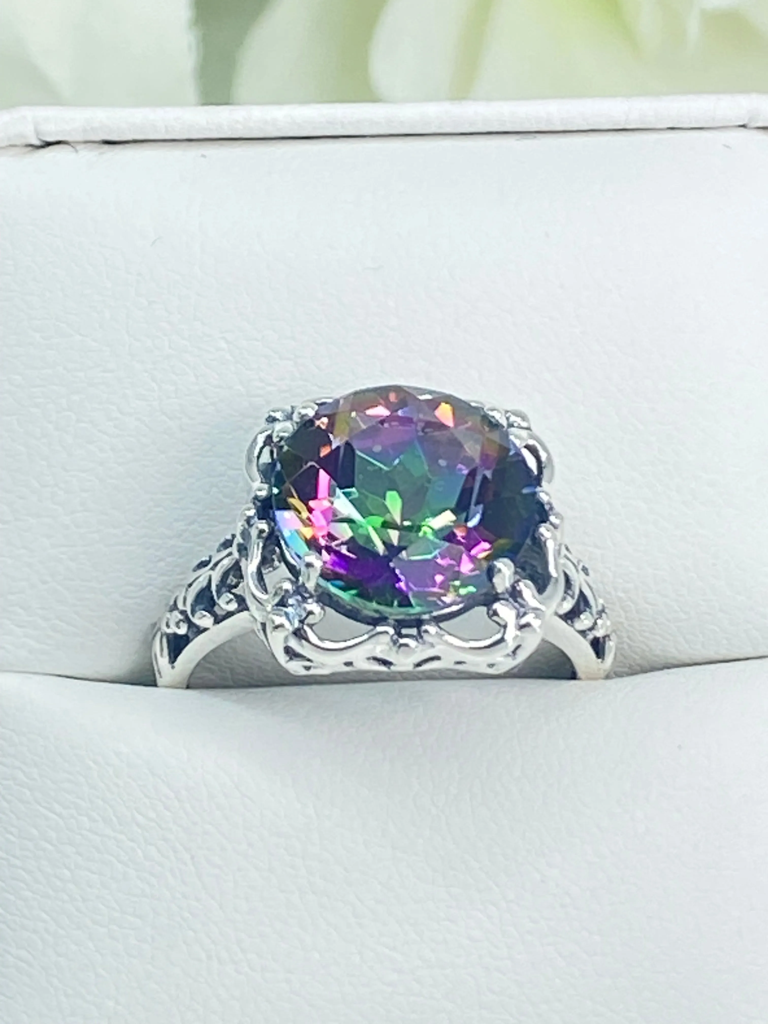 Natural Mystic Topaz Ring, Size 9, Victorian Ring #D103 - Ready to Ship