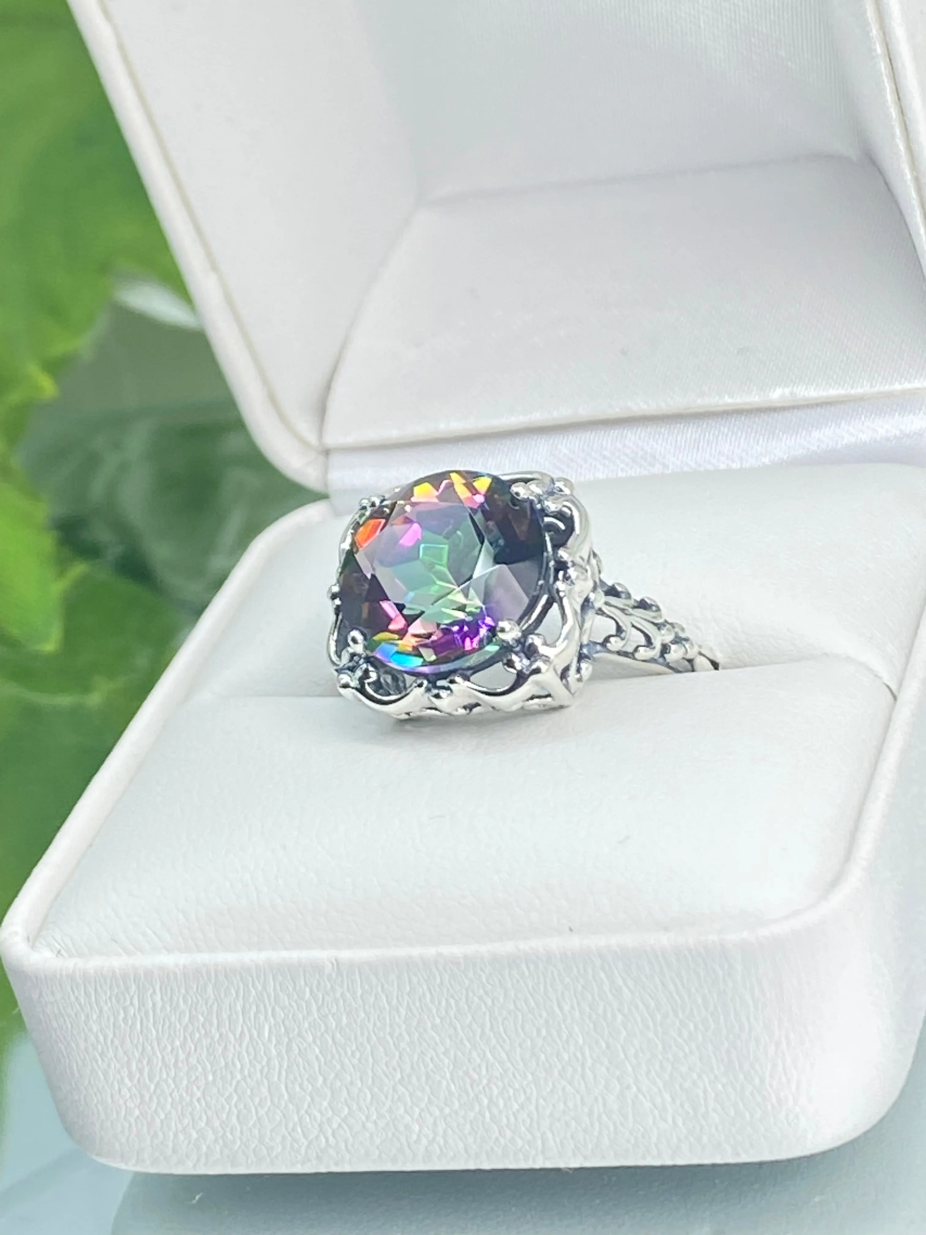 Natural Mystic Topaz Ring, Size 9, Victorian Ring #D103 - Ready to Ship