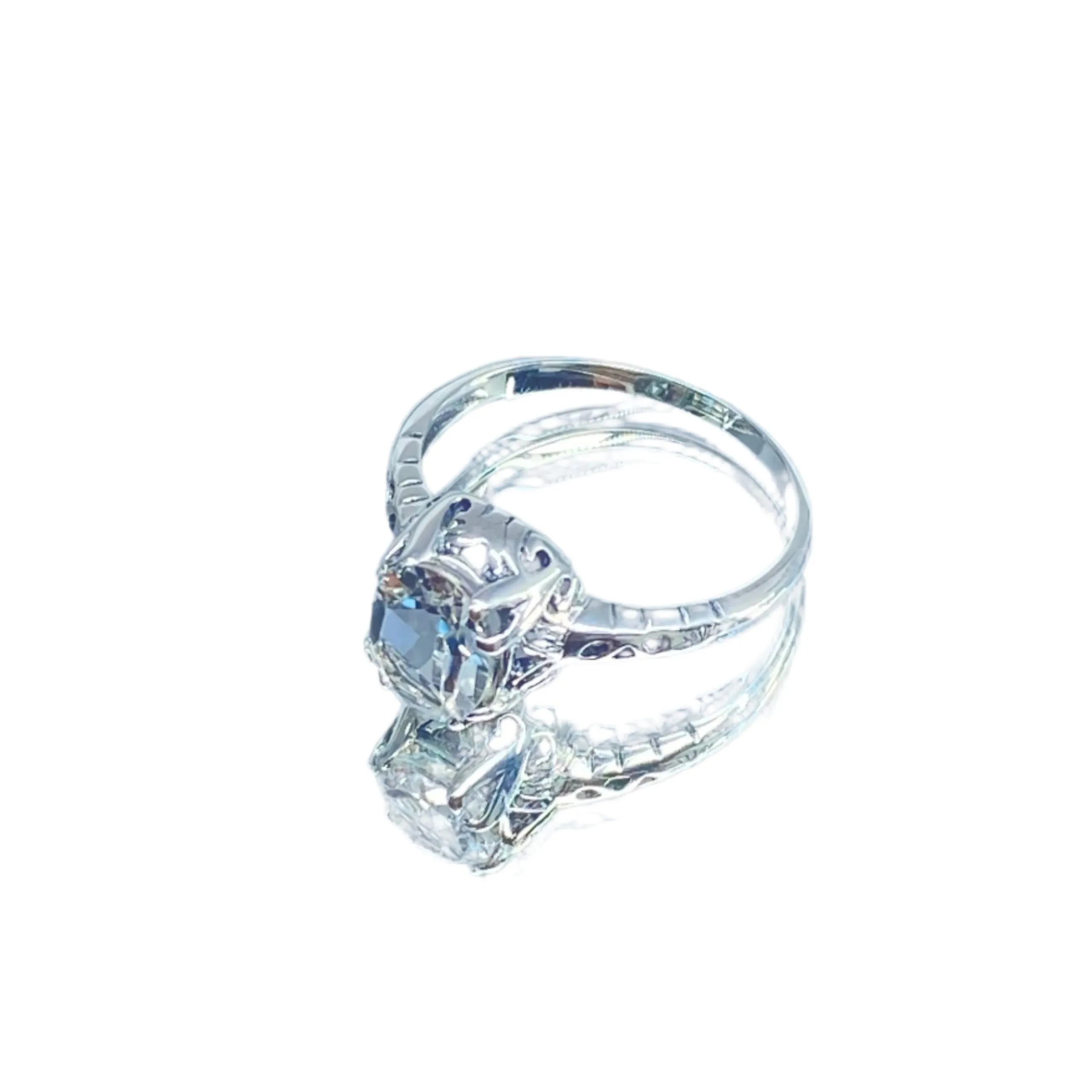 Natural White Topaz Ring, Old Victorian Style Jewelry, #D21