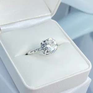 Natural White Topaz Ring, Old Victorian Style Jewelry, #D21