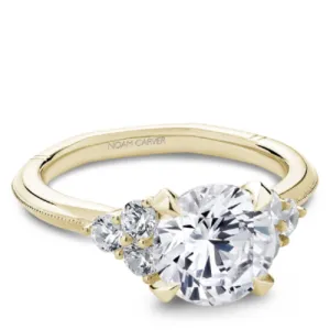 Noam Carver Three Stone Side Trio Diamond Engagement Ring