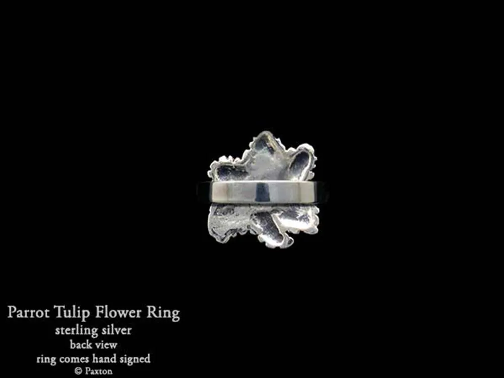 Parrot Tulip Flower Ring Sterling Silver