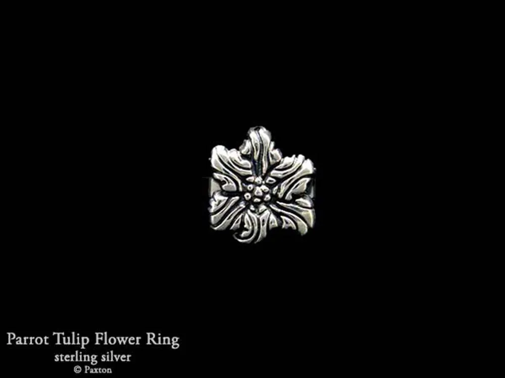 Parrot Tulip Flower Ring Sterling Silver