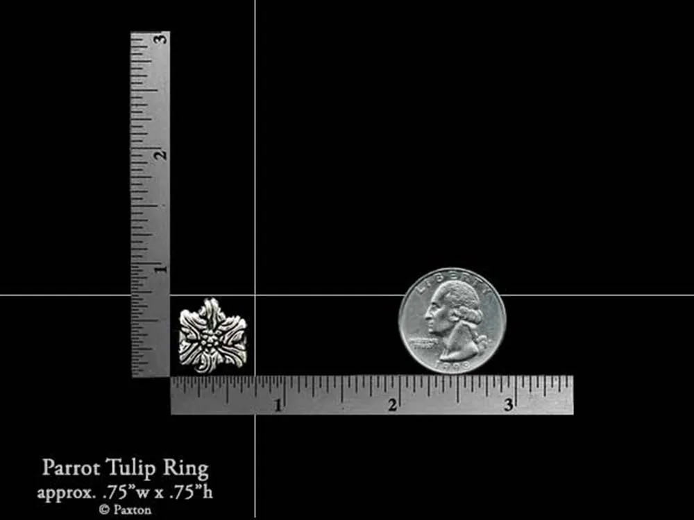 Parrot Tulip Flower Ring Sterling Silver
