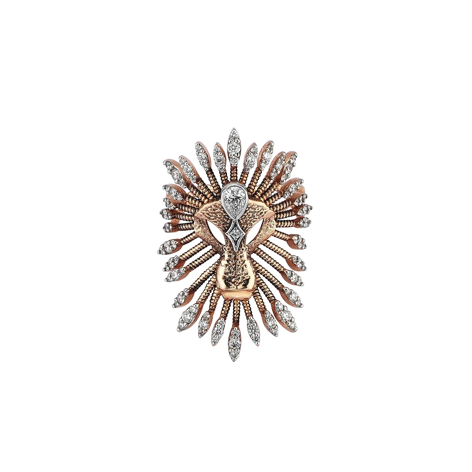 Pave Leo Teardrop Diamond Ring