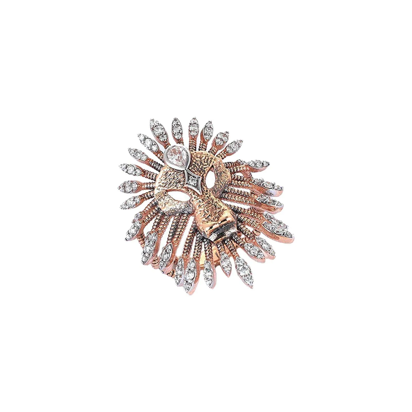 Pave Leo Teardrop Diamond Ring