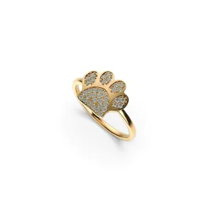 Paw | Gold Vermeil | CZ Diamond Pup Print Ring