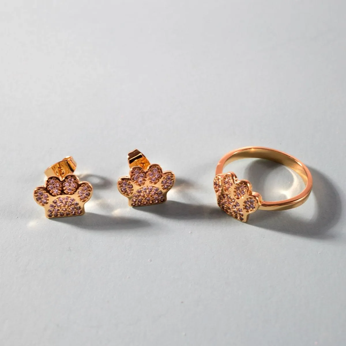 Paw | Gold Vermeil | CZ Diamond Pup Print Ring