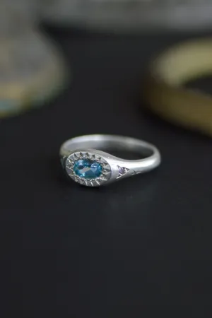 Penny Blue Topaz Silver Signet Ring