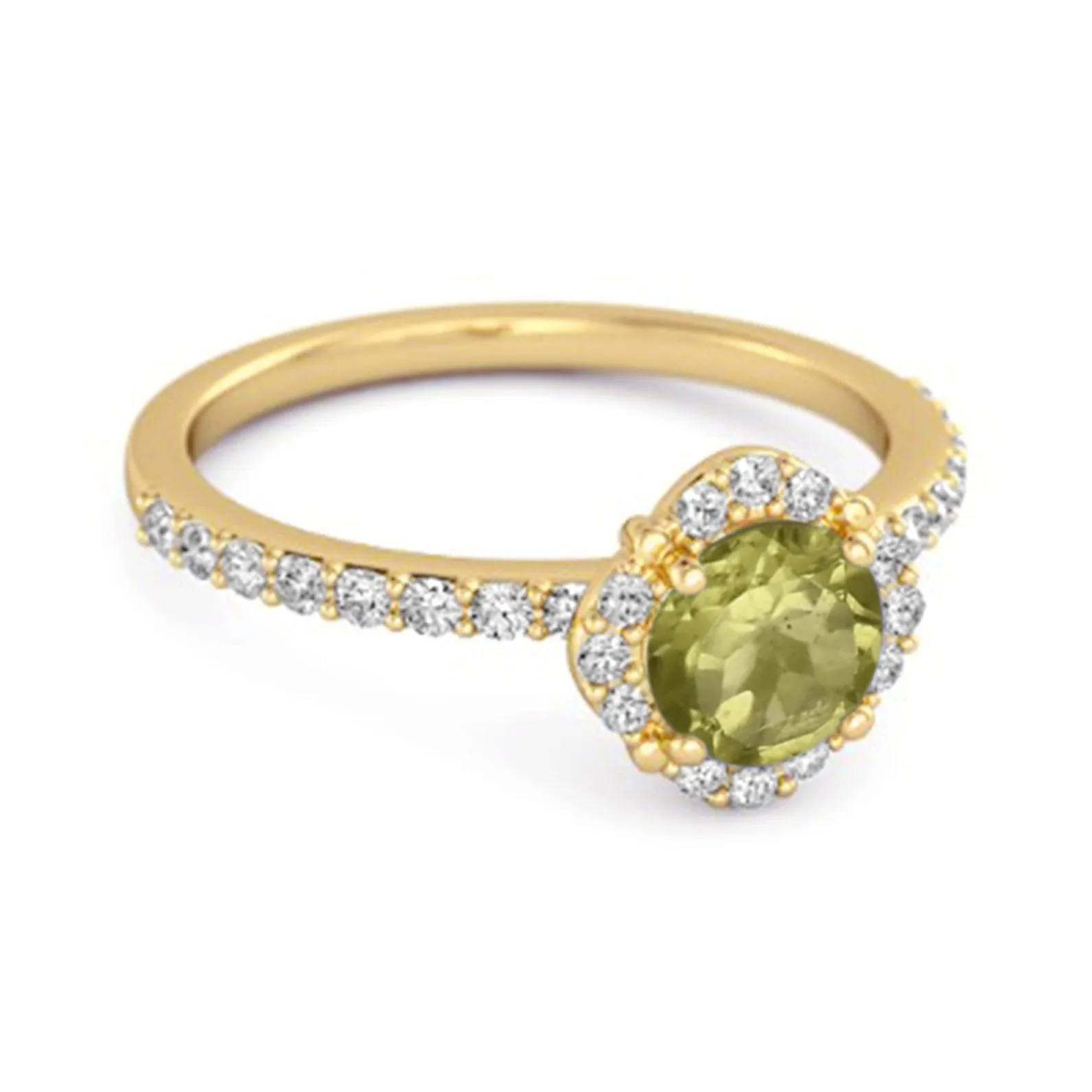 Peridot Solitaire Accents 925 Sterling Silver Friendship Ring