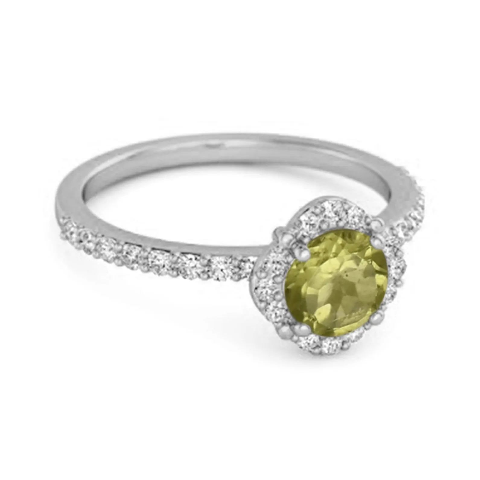 Peridot Solitaire Accents 925 Sterling Silver Friendship Ring