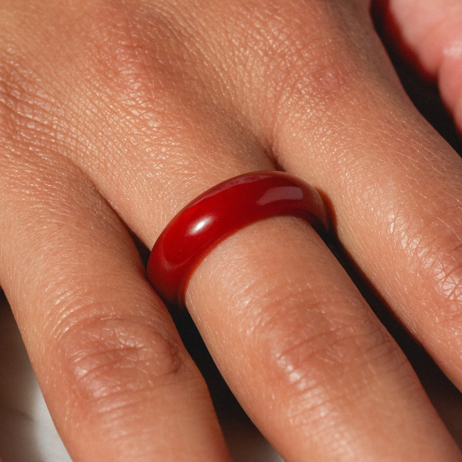 Persimmon Dark Orange Agate Stone Ring