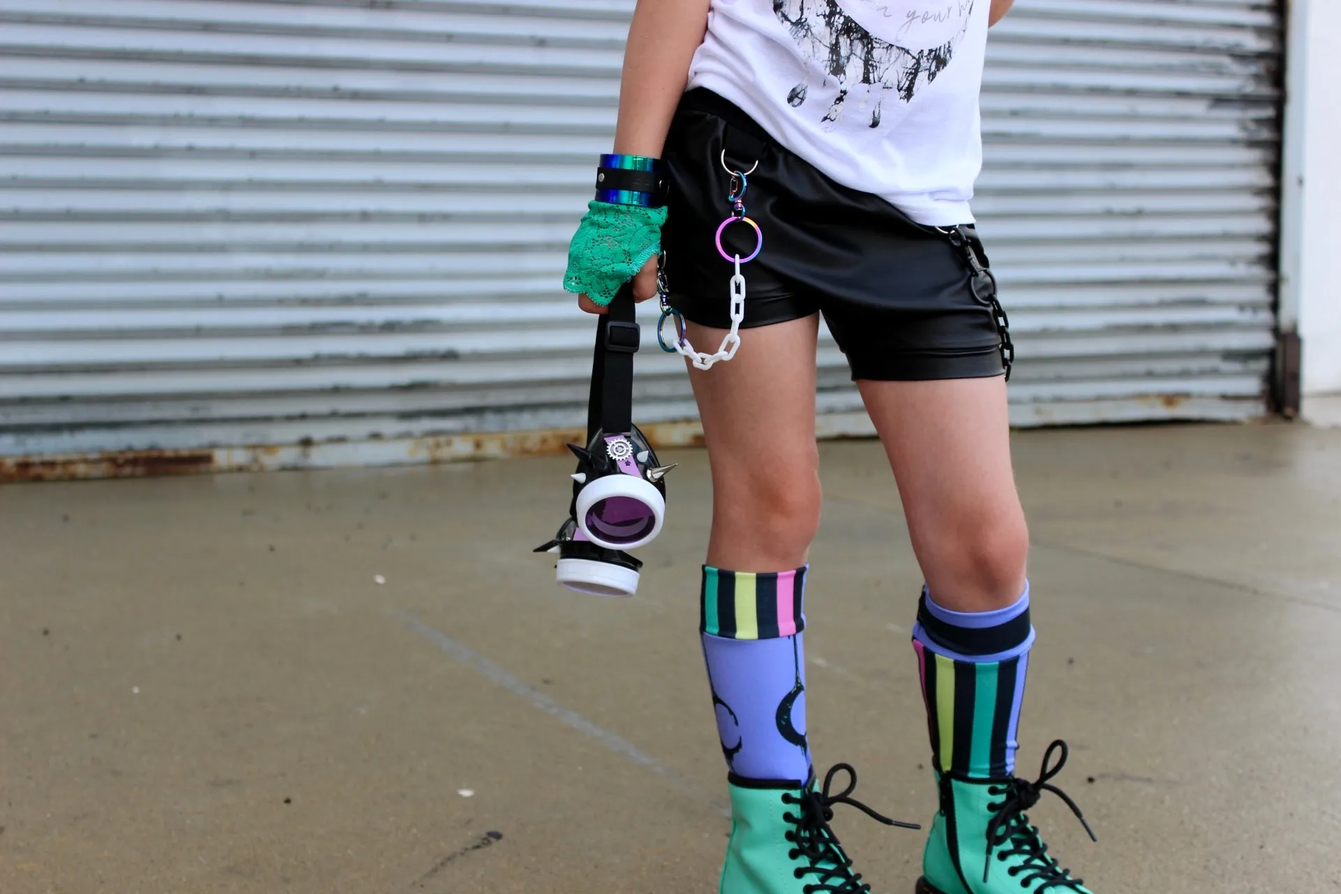 Phantom Punk Shorties in Black Vegan Leather for kids