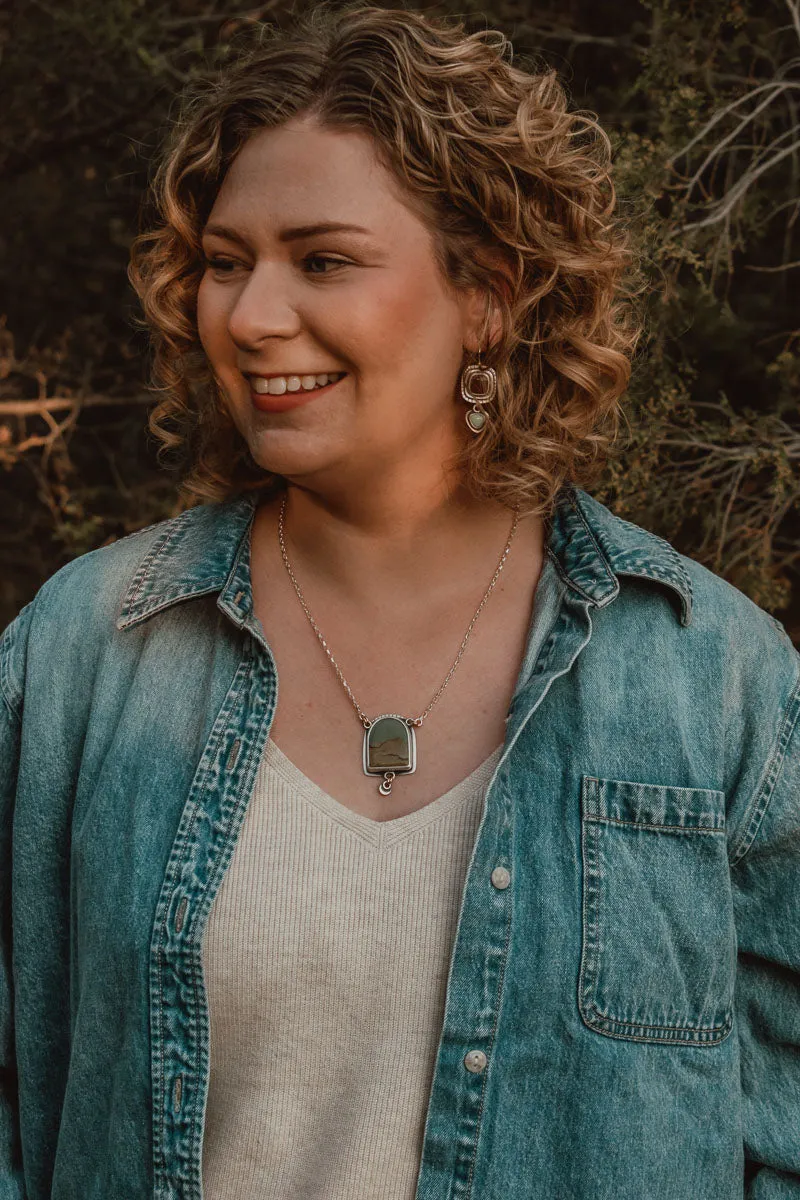 Picture Jasper   Silver Dot Statement Necklace