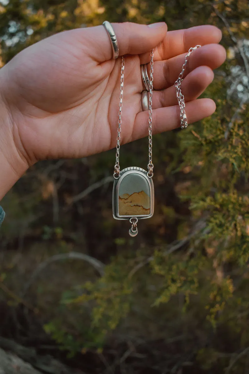Picture Jasper   Silver Dot Statement Necklace