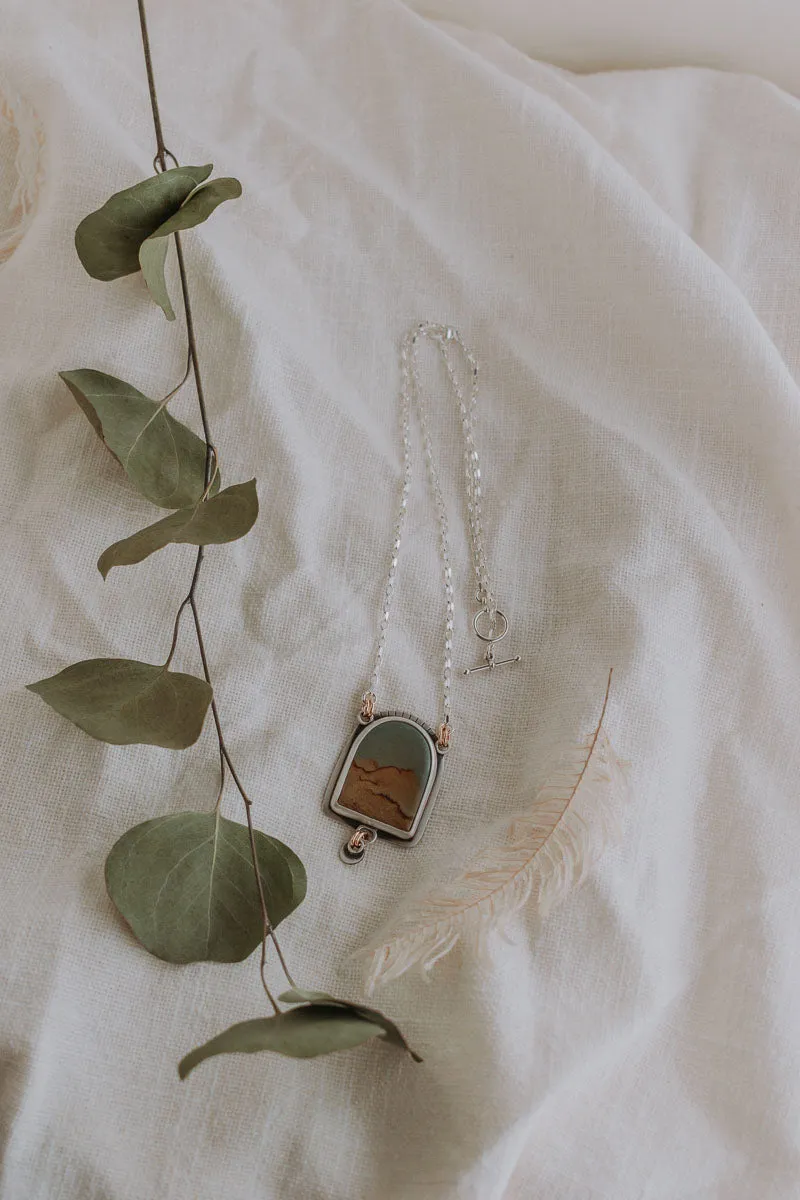 Picture Jasper   Silver Dot Statement Necklace