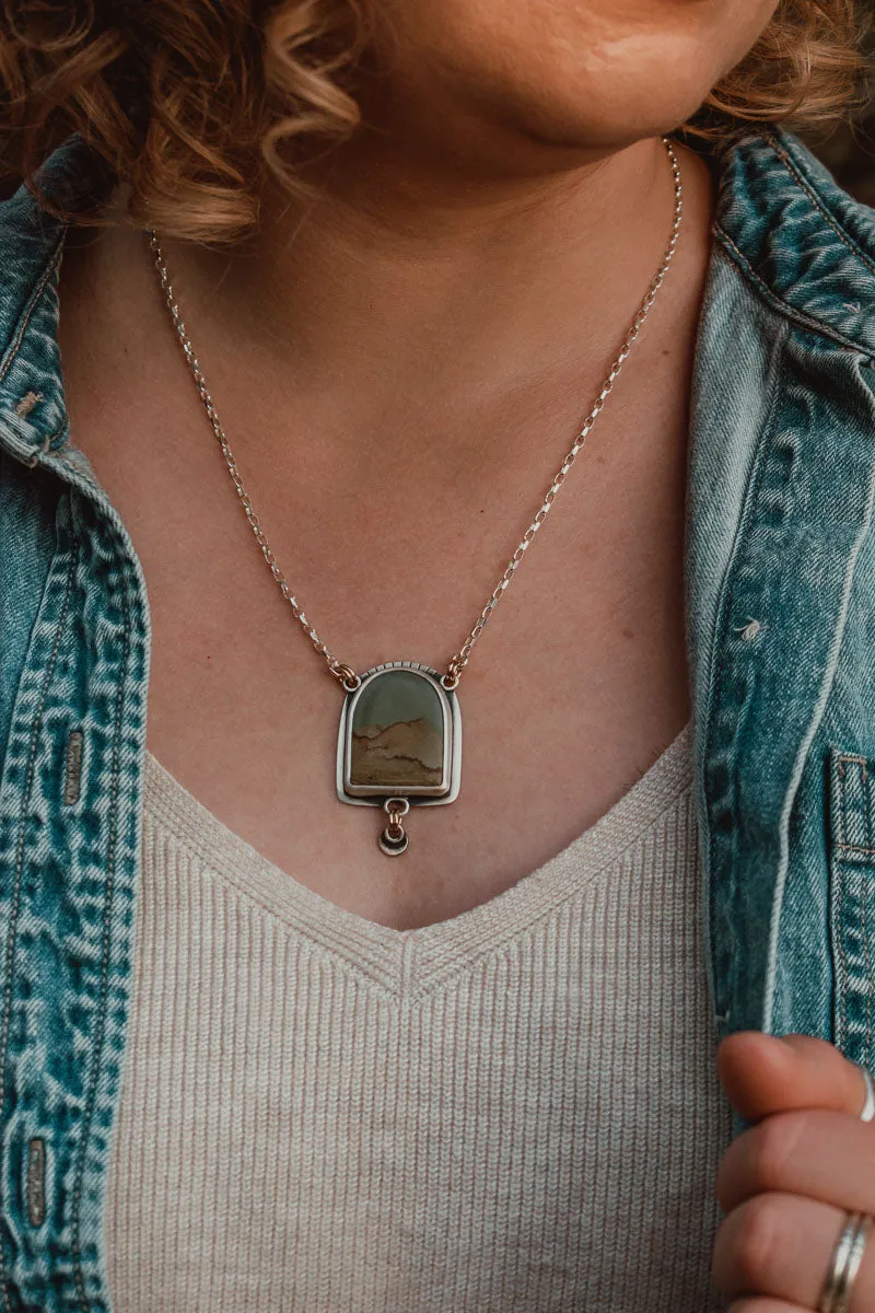 Picture Jasper   Silver Dot Statement Necklace