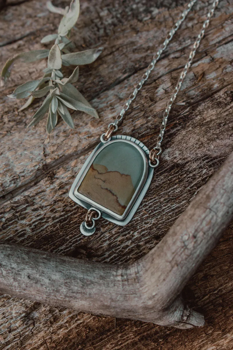 Picture Jasper   Silver Dot Statement Necklace