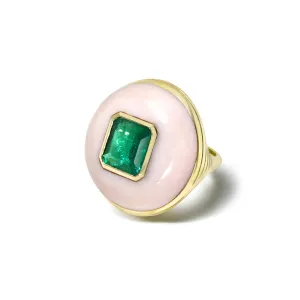 Pink Opal & Emerald Lollipop Ring