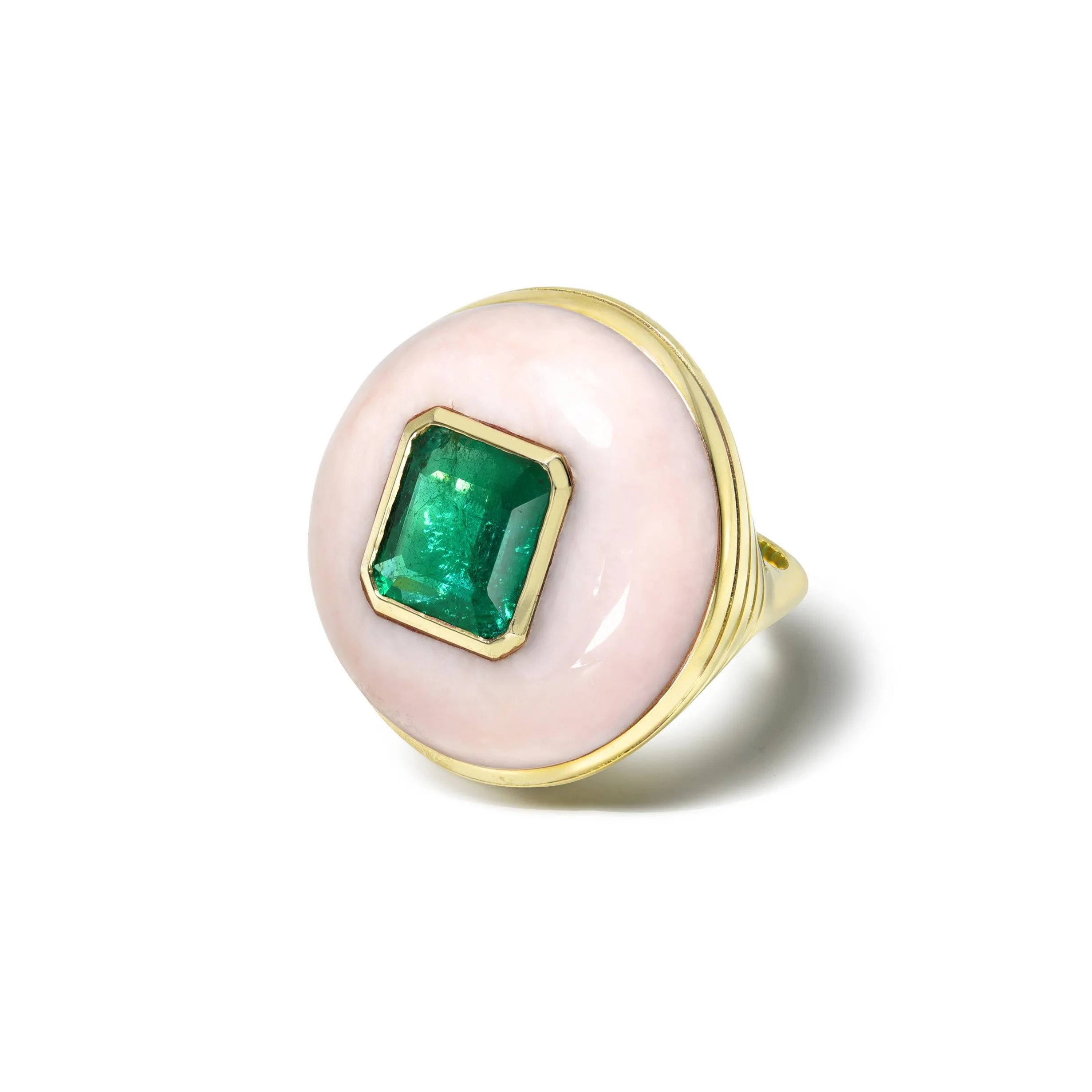 Pink Opal & Emerald Lollipop Ring