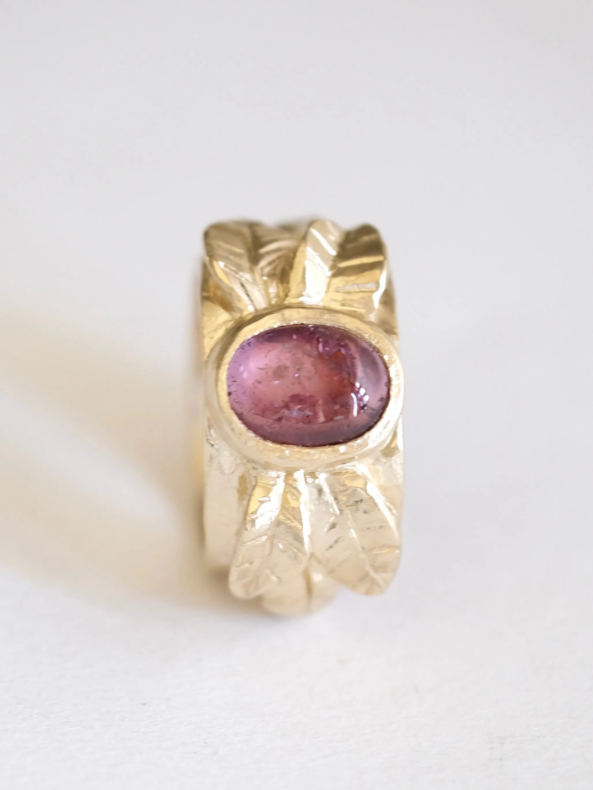 Pink Sapphire Leaf Ring