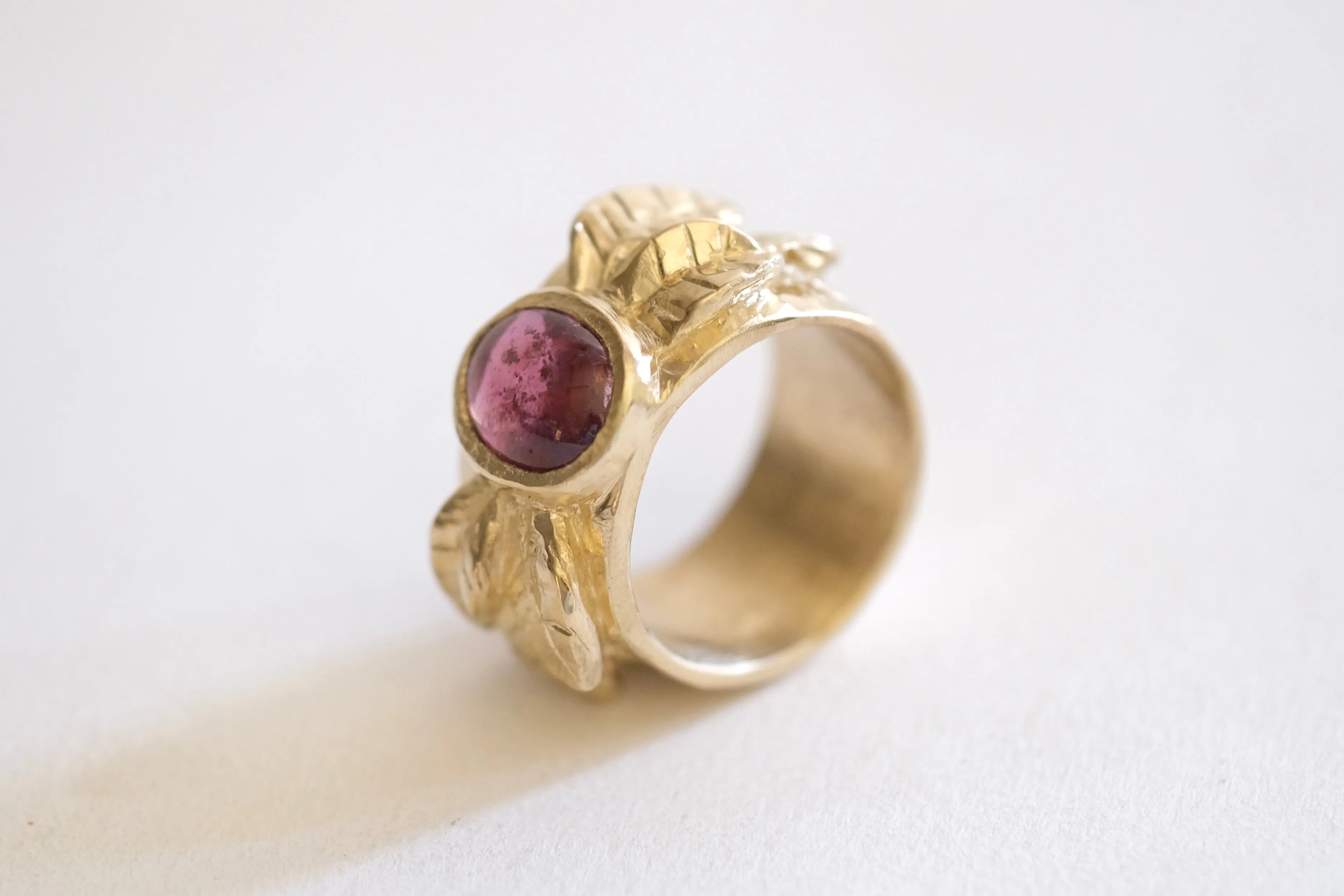 Pink Sapphire Leaf Ring