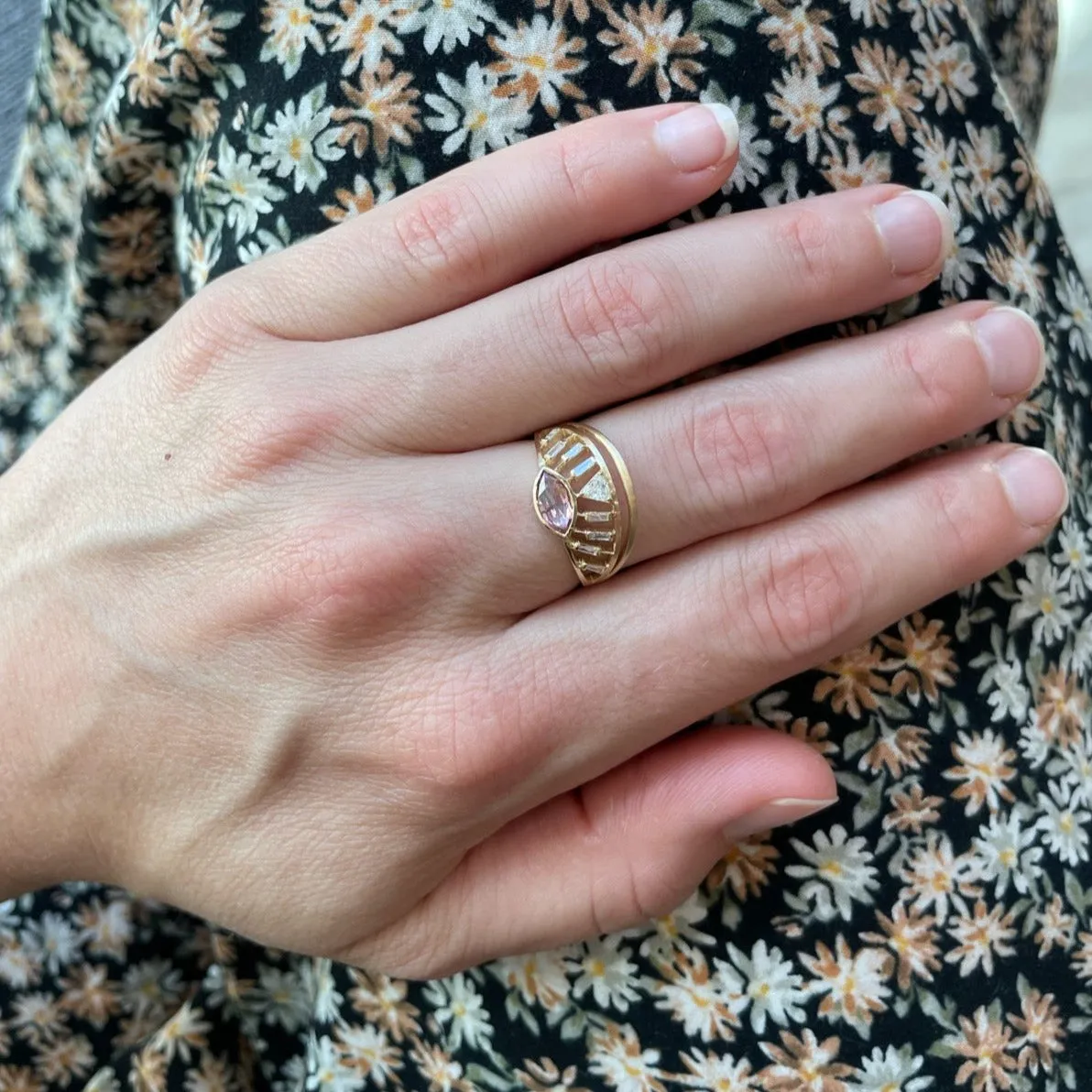 Pink Tourmaline Open Eye Sunrise Ring