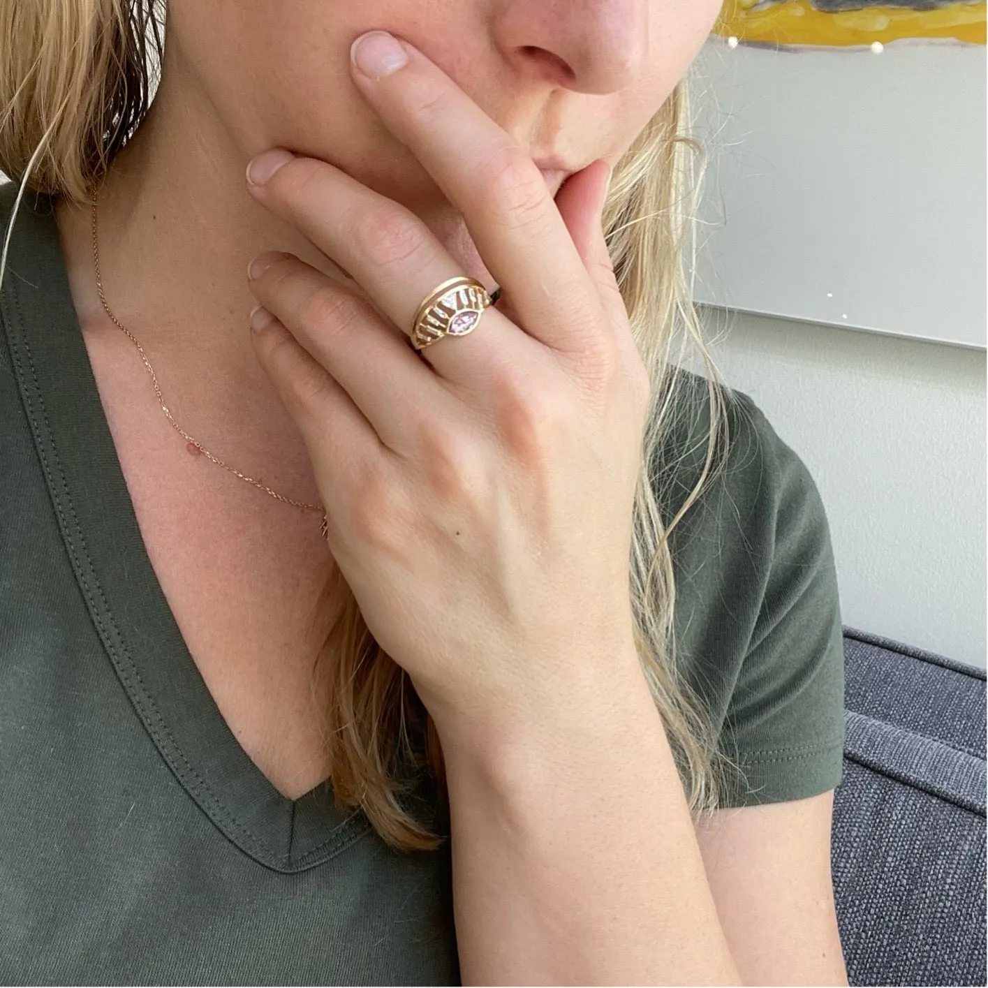 Pink Tourmaline Open Eye Sunrise Ring