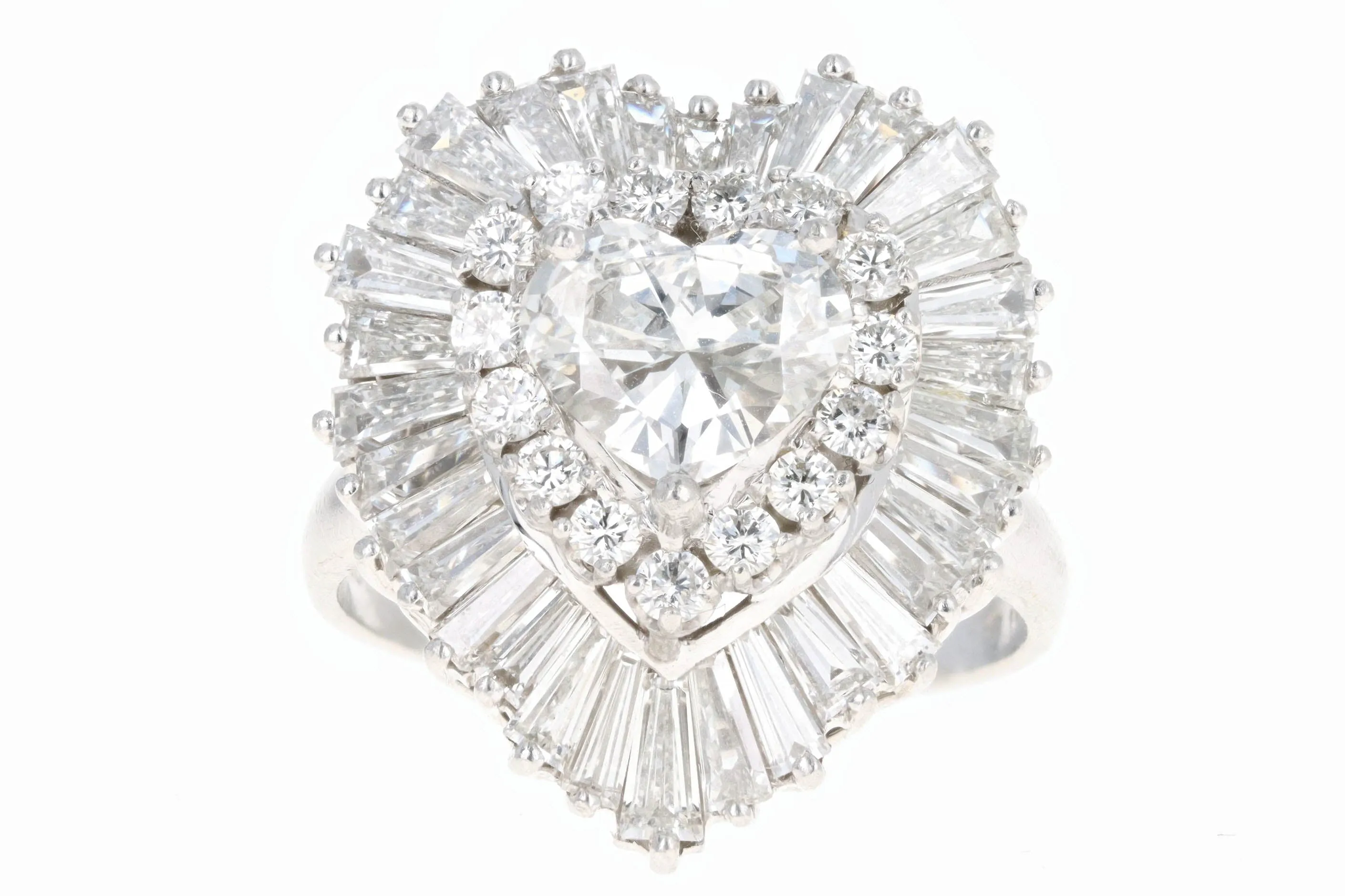 Platinum 1.5 Carat Heart Shape Diamond Ballerina Convertible Pendant Ring