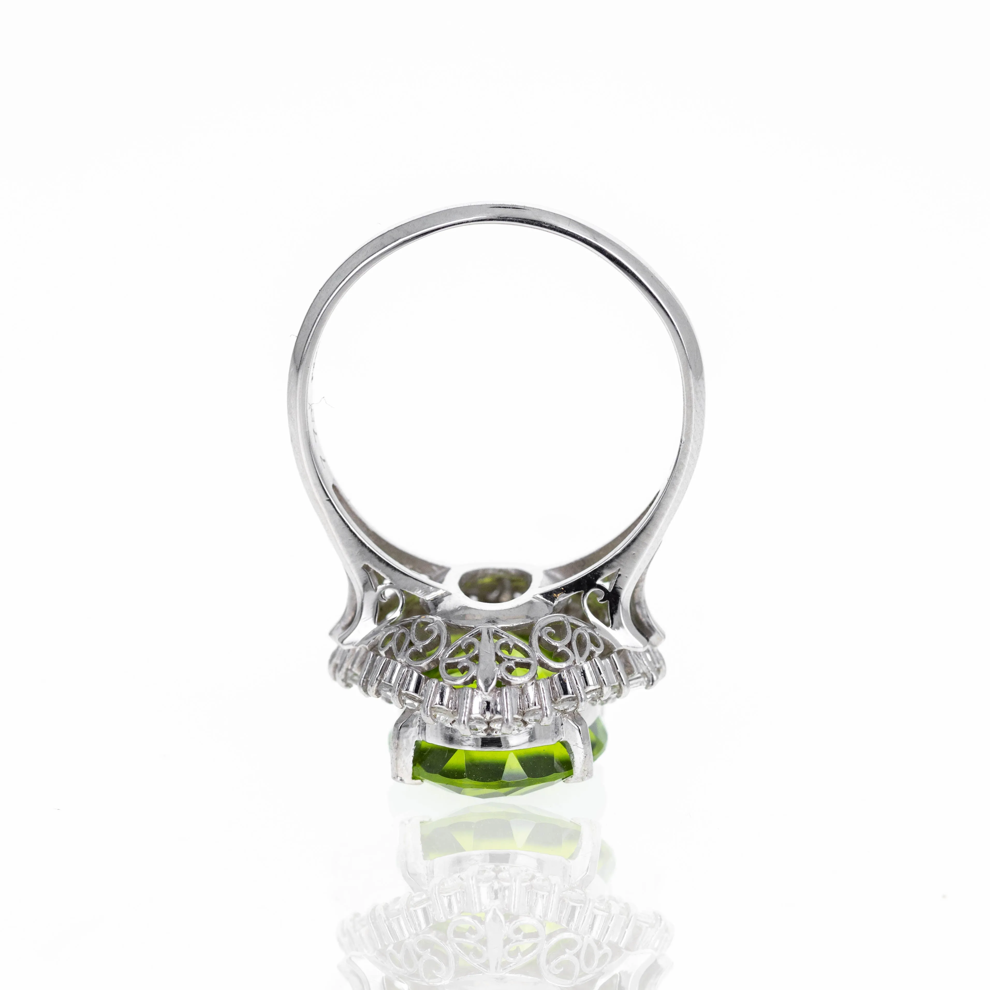 Platinum 7.78 Carat Peridot Diamond Halo Ring