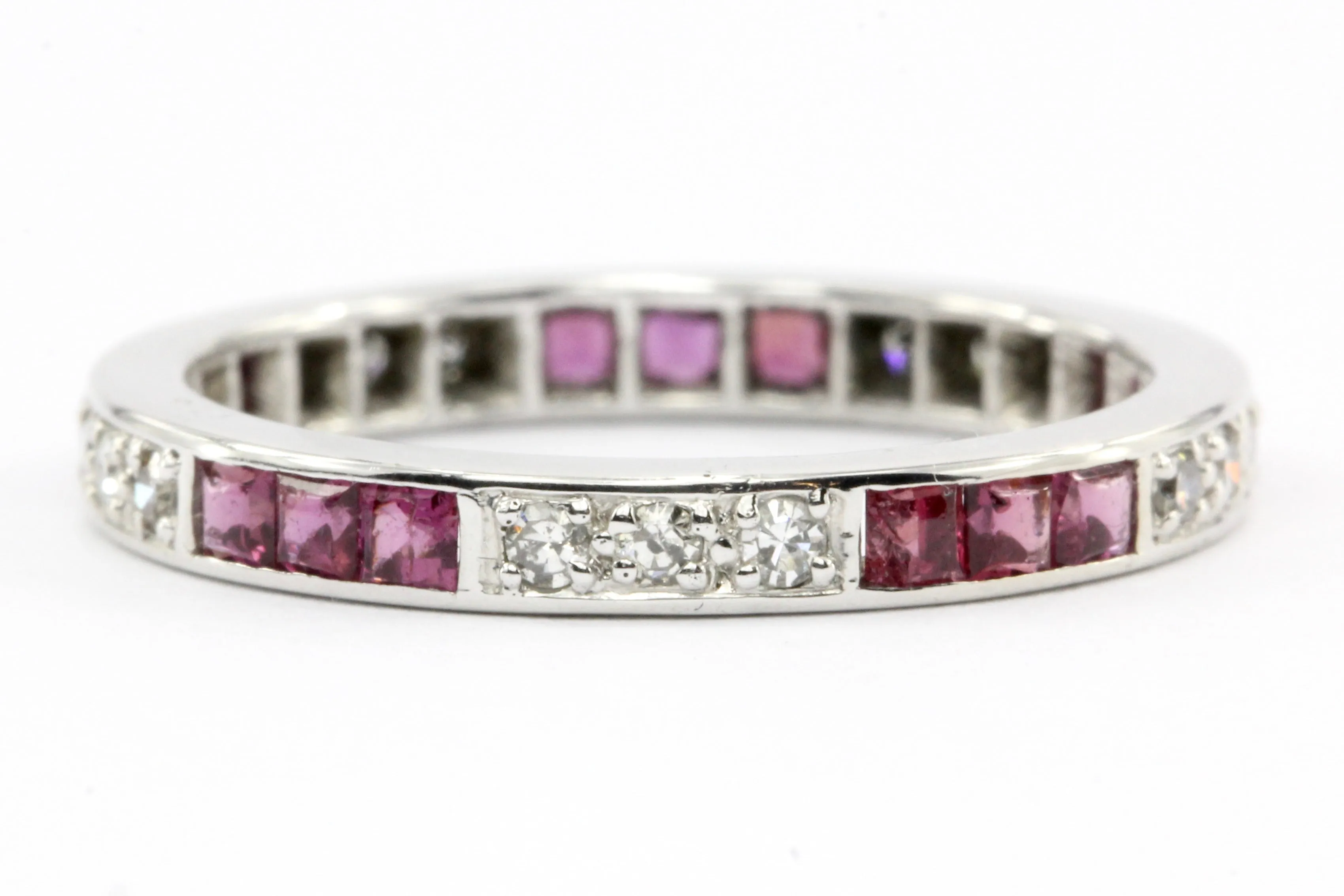 Platinum Art Deco 1CTW Ruby & Diamond Eternity Band c.1920's