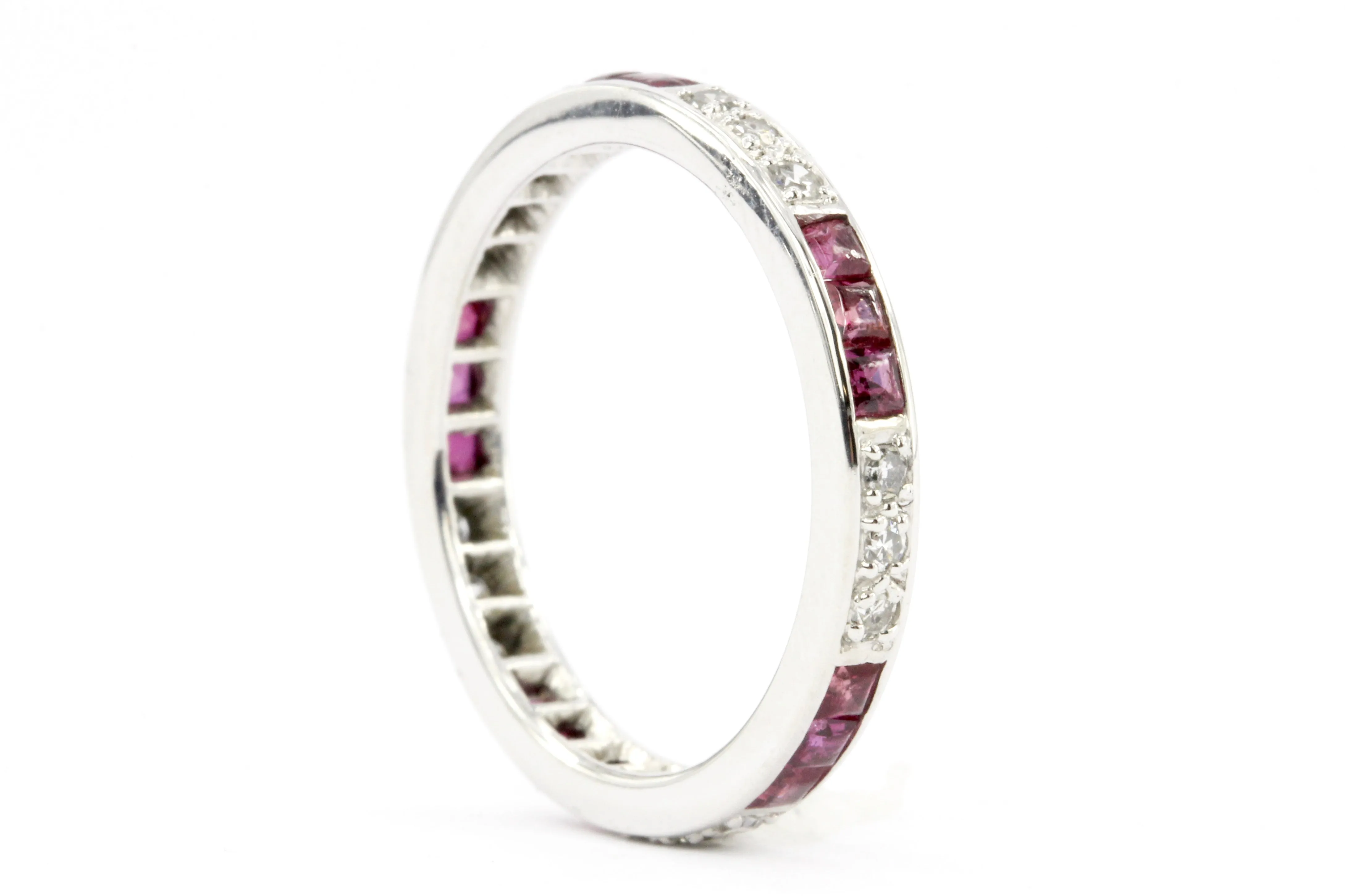 Platinum Art Deco 1CTW Ruby & Diamond Eternity Band c.1920's