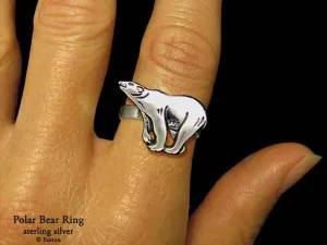 Polar Bear Ring Sterling Silver