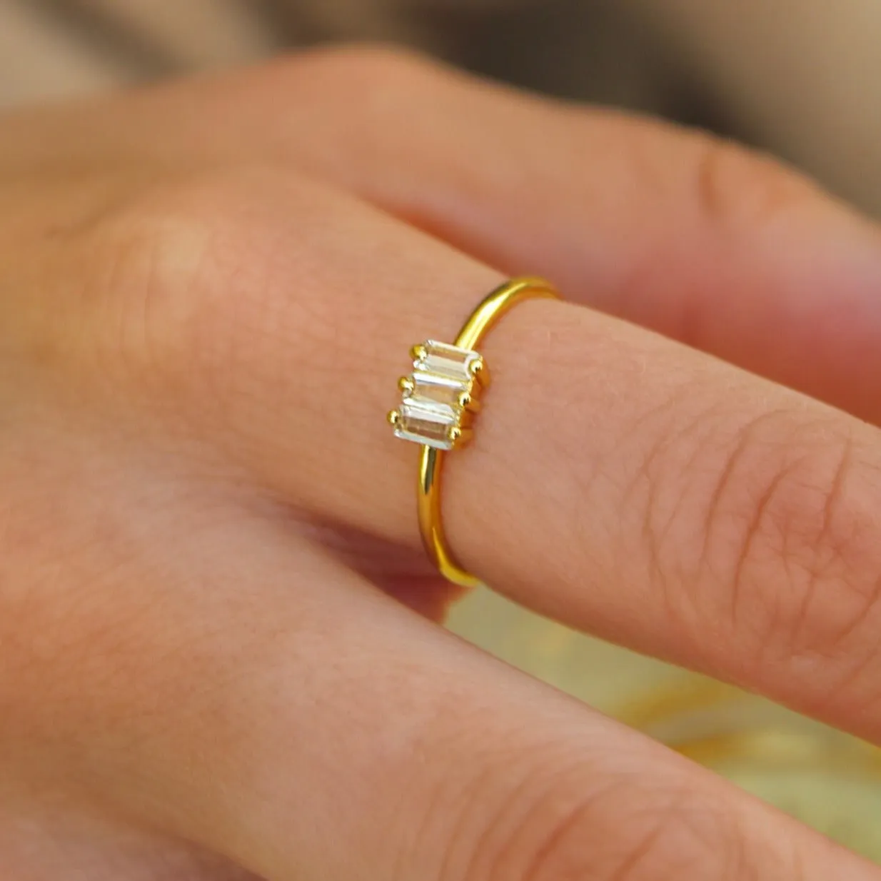 Quinn Triple Diamond Baguette Ring