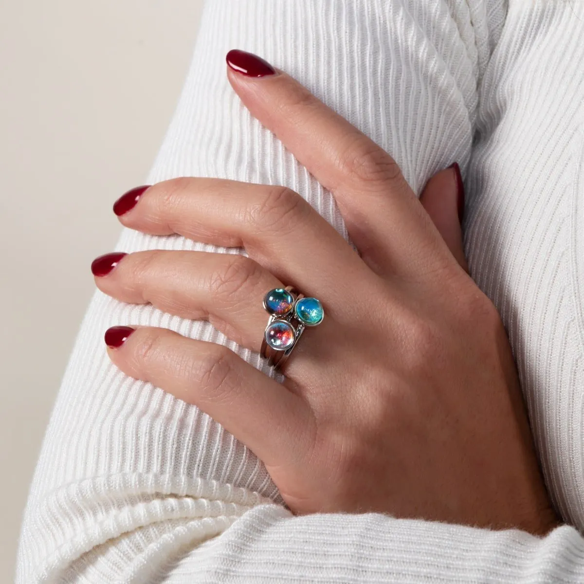 Rainbow Supernova | .925 Sterling Silver | Galaxy Glass Ring