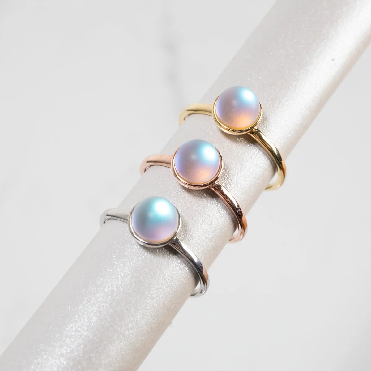 Rainbow White | .925 Sterling Silver | Mermaid Glass Ring