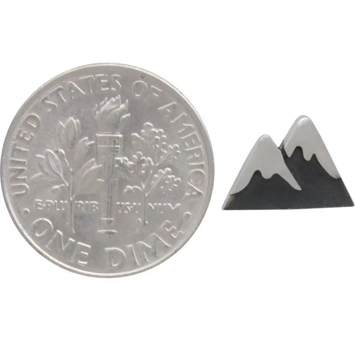 Recycled Sterling Silver Snow Cap Mountain Post Earrings 7x11mm