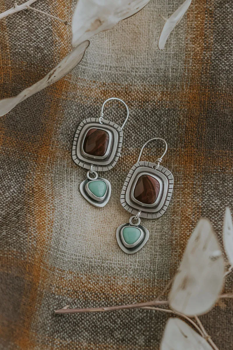 Red Imperial Jasper   Variscite Dangle Earrings
