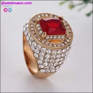 Red Rhinestone Cubic Zircon Hiphop Fashion Ring