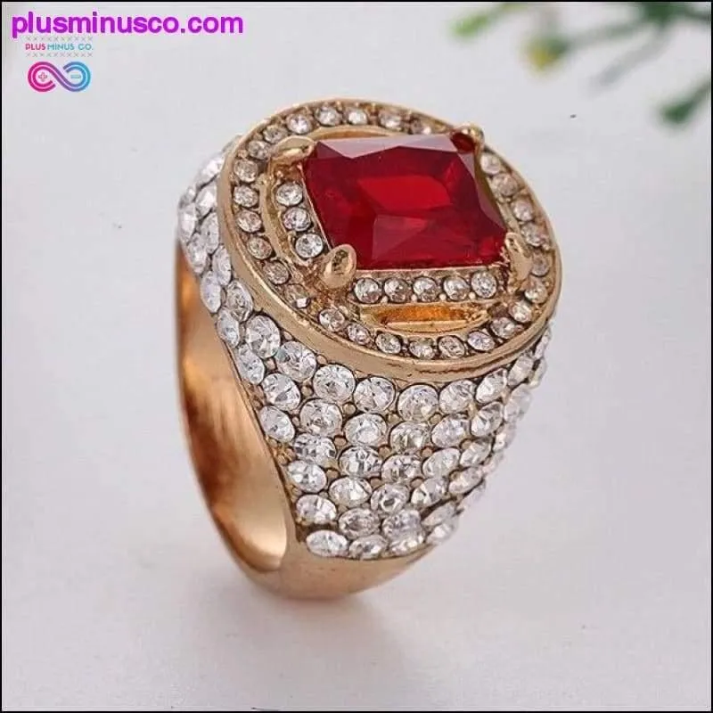 Red Rhinestone Cubic Zircon Hiphop Fashion Ring