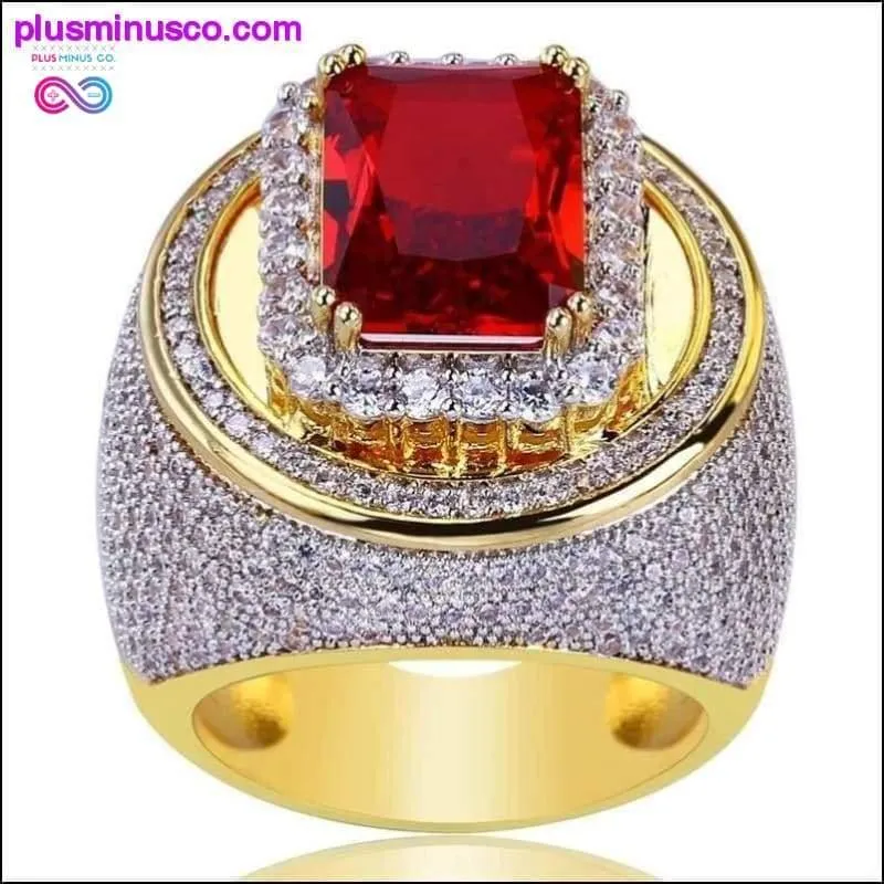 Red Rhinestone Cubic Zircon Hiphop Fashion Ring