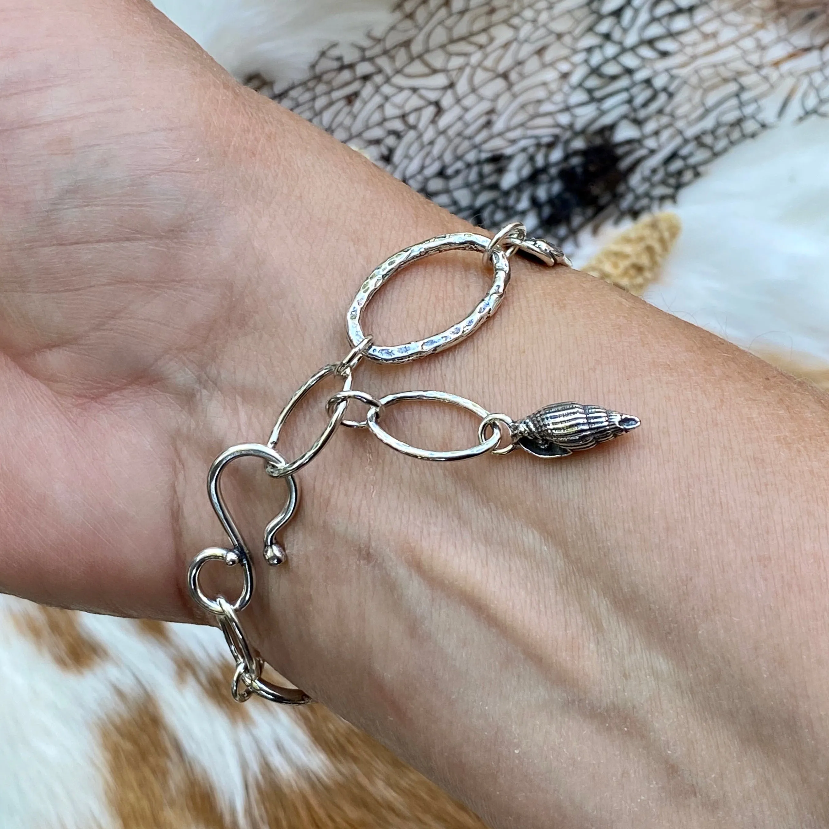 Reef and rose cut Apatite sterling bracelet