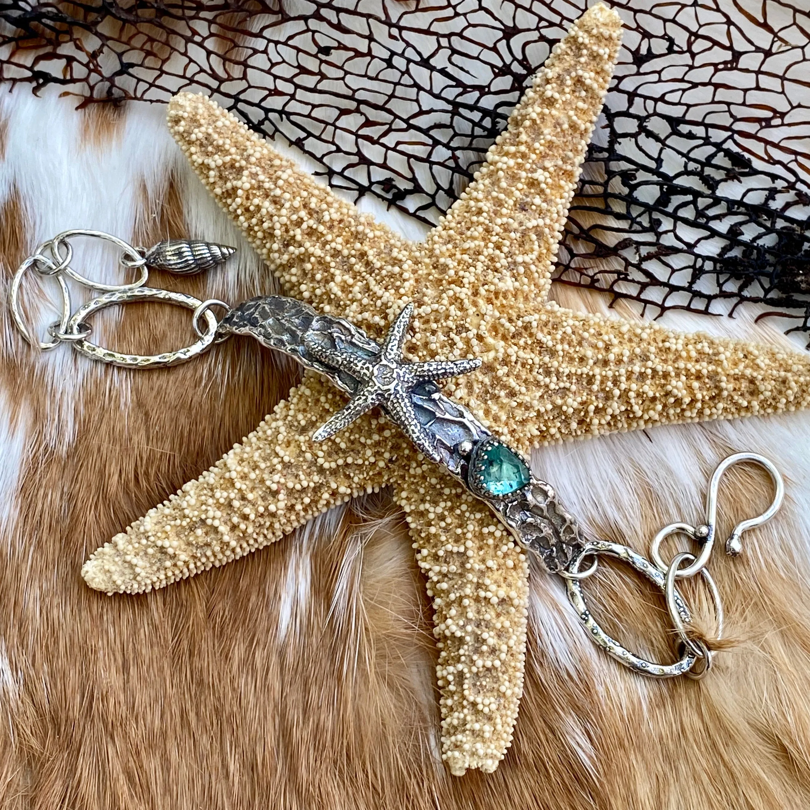 Reef and rose cut Apatite sterling bracelet