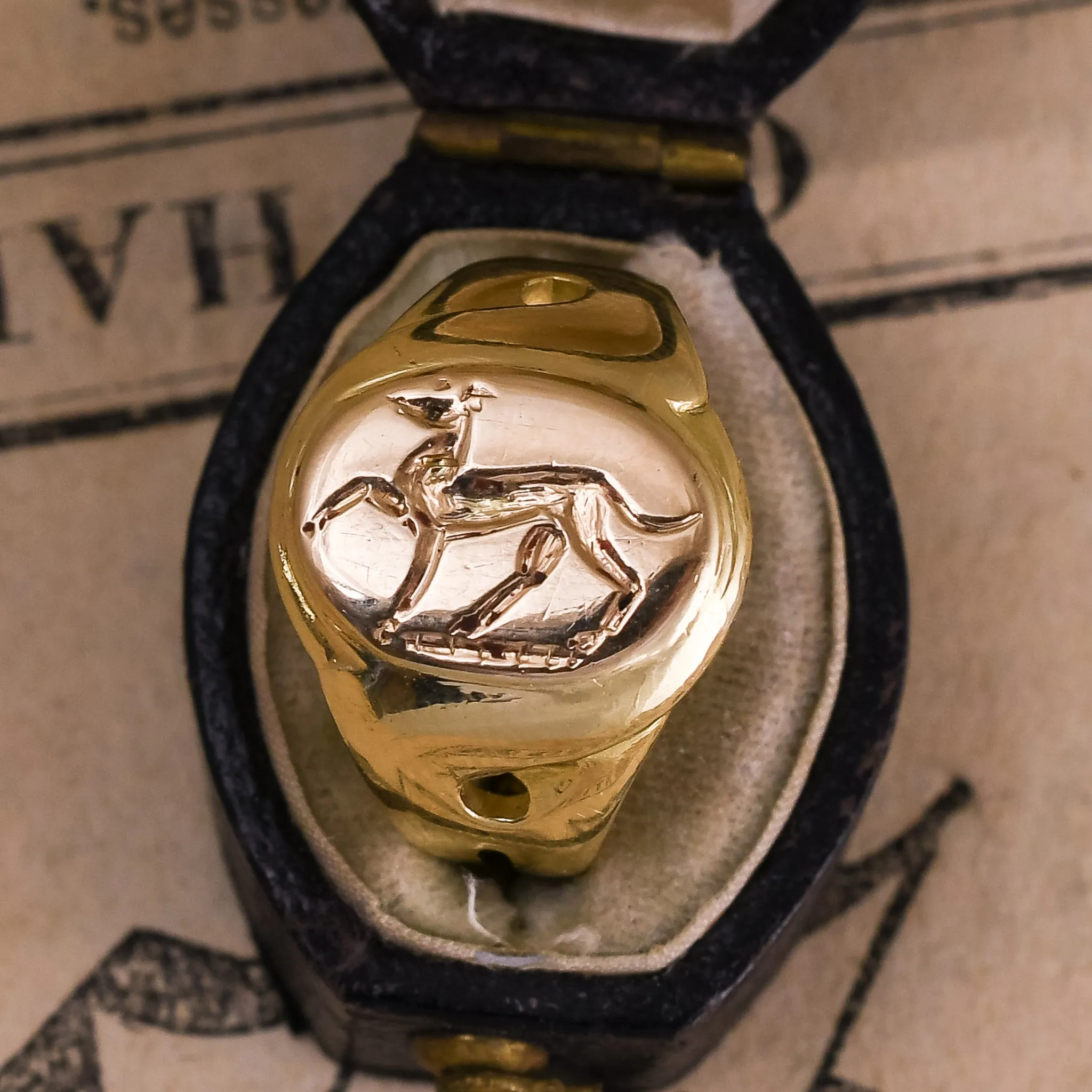 RESERVED Victorian Greyhound Intaglio Signet Ring