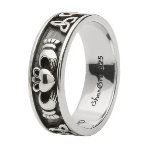 Retired Unisex Sterling Silver Claddagh and Trinity Wedding Ring SU-SD21