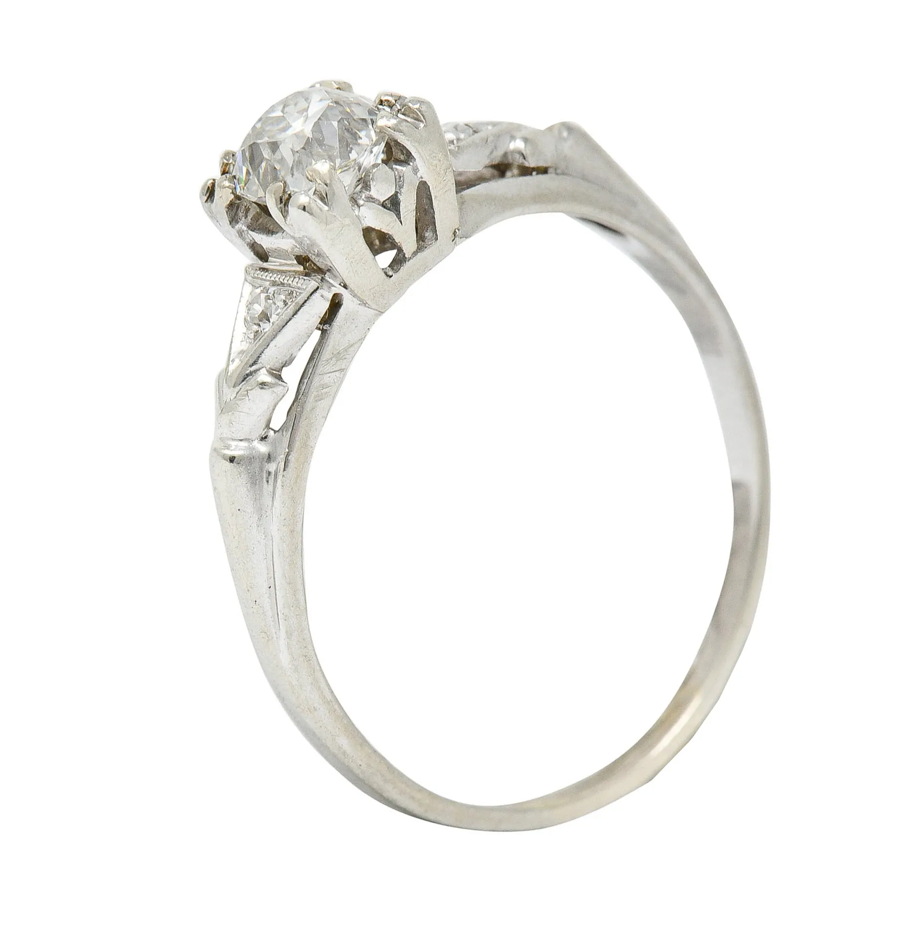 Retro 0.67 CTW Diamond 14 Karat White Gold Engagement Ring