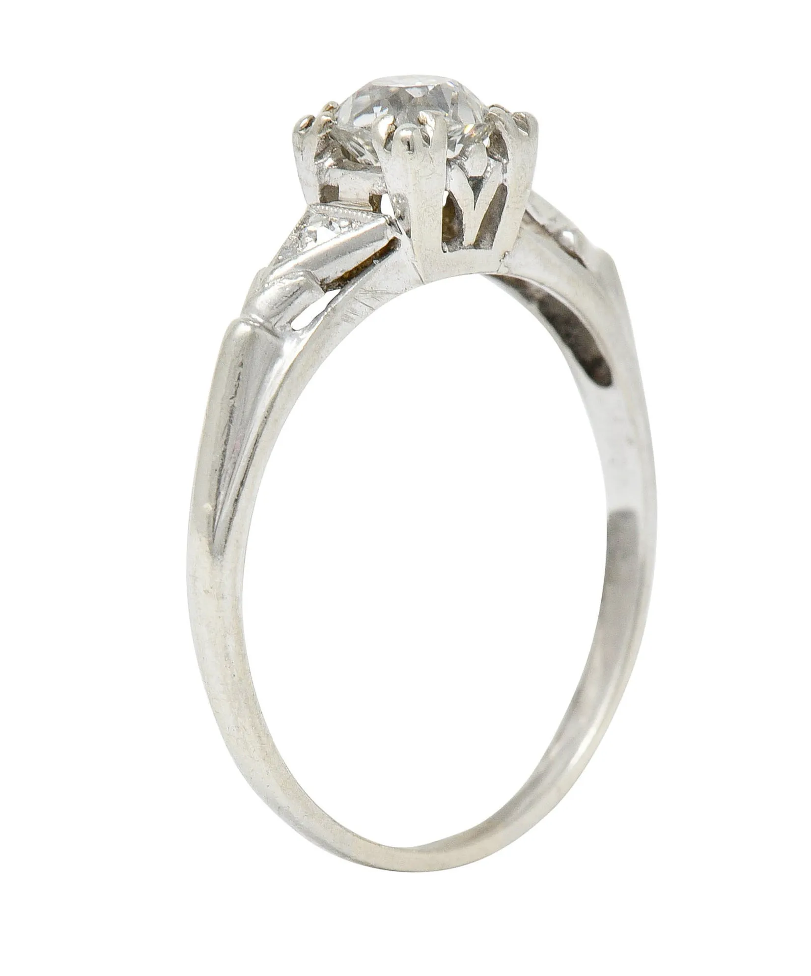 Retro 0.67 CTW Diamond 14 Karat White Gold Engagement Ring